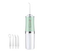 Portable Water Flosser with 3 Modes, White Cordless Oral Irrigator, 4 Jet Tips, Pulse Technology for Dental Cleaning, 22.6cm Height (Green)