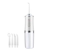Portable Water Flosser with 3 Modes, White Cordless Oral Irrigator, 4 Jet Tips, Pulse Technology for Dental Cleaning, 22.6cm Height (White)