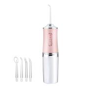Portable Water Flosser with 3 Modes, White Cordless Oral Irrigator, 4 Jet Tips, Pulse Technology for Dental Cleaning, 22.6cm Height (Pink)