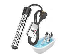 Portable Water Heater 2000W for Camping Bath, Immersion Bucket Heater - Submersible with Digital LCD Thermometer, 304 Stainless Steel, Fast Heating 5 Gallons in Minutes, Auto Shut-Off