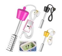 Portable Water Heater 2500W - Immersion Electric Bath Heater with Thermostat & Timer, 304 Stainless Steel Safety Lid, Fast Heating for Bathtub, Paddling Pool, Camping, Outdoor Hot Tub (Pink Constant)