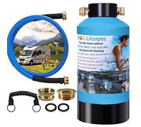 Portable Water Softener for RV 16,000 Grains with Water Hose, 3/4" Brass Fittings 26000 Gallons Softens Hard Water Filtration System for Trailers Boats Mobile Car Washing