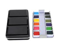 Portable Watercolor Paint Pigment Set Students Artists Children Bright Colors (12 colors regular colors (black iron box))