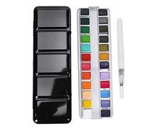 Portable Watercolor Paint Pigment Set Students Artists Children Bright Colors (24 colors regular colors (black iron box))