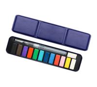 Portable Watercolor Paint Set with Water Brush Pen 12/18 / 24 Color Pigments for Beginner Painting Travel