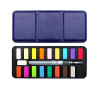 Portable Watercolor Paint Set with Water Brush Pen 12/18 / 24 Color Pigments for Beginner Painting Travel