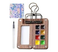 Portable Watercolor Palette - Small Wooden Paint Case Featuring Grid Layout, Ideal for Plein Air Creativity | Pocket-Sized Art Accessory For Landscape Drawing, Color Work, Mobile Painting Craft