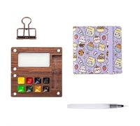 Portable Watercolor Travel Set with Wooden Palette & Clip, Mini Watercolor Painting Kit for Artists & Beginners, Ideal Outdoor Sketching & Art Gift (style B 8 color)