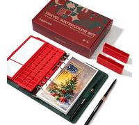Portable Watercolour Set, Watercolour Sketchbook with 100% Cotton Paper & Ceramic Palette, 36-Well Paint Mixing Tray, 2 Travel Water Brushes for Outdoor Painting, Urban Sketching, Artists & Beginners