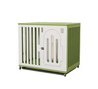 Portable Waterproof Pet Cage Tray Bed, With Pulley | Integrated toilet-sleep nest for medium pets(Green Open Lid)