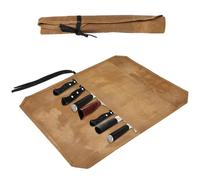 Portable Waxed Canvas Cutter Roll Bags, 7-Slot Storage Organizer With Carrying Rope, Waterproof Cutlery Case For Kitchen, Bbq, Camping, Culinary Schools
