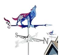 Portable Weather Vane - Rooster Wolf Wind Direction Indicator for Farmhouse Garden, Metal Ornamental Weathervane for Yard, Sheds, Backyard Roof, Garden and Farm Decor