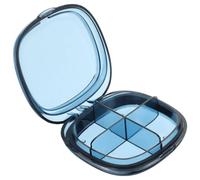 Portable Weekly Medicine Pill Box, Four Grid Plastic Storage Case | Pocket Friendly Multi Grid Design, Spill Protection, Blue Finish, Travel Commuting Use for Elders