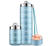 Portable Weekly Pill Box - Easy to Open 7 Day Premium Quality Tablet Box,Travel Pill Case with Snap Shut Lids Design,Metal Travel Pill Supplement Organizer (A)