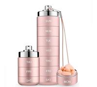 Portable Weekly Pill Box - Easy to Open 7 Day Premium Quality Tablet Box,Travel Pill Case with Snap Shut Lids Design,Metal Travel Pill Supplement Organizer (D)