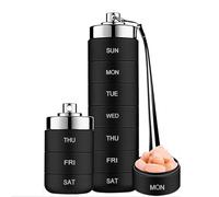 Portable Weekly Pill Box - Easy to Open 7 Day Premium Quality Tablet Box,Travel Pill Case with Snap Shut Lids Design,Metal Travel Pill Supplement Organizer (C)