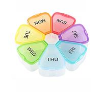 Portable Weekly Pill Box, Easy to Open 7 Day Tablet Box, Travel Pill Case with Snap Shut Lids Design, Tablet Organiser for Vitamins, Supplements & Medicine for Home, Work and Travel