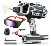 Portable Welder Machine 220V with Auto Darking Goggles: Handheld Welder IGBT Inverter ARC Welding Gun, 5 Variable Current Adjustment for 3/32"-1/8" Rods and DIY, Professional Use Stick Welder (Grey)