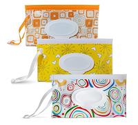 Portable Wet Wipe Pouch [3-Pack] - Entyle Reusable & Refillable Baby Wipe Dispenser, Eco Friendly Travel Diaper Wipe Carrying Case Holder for Travel-Pouch Carries (Yellow)