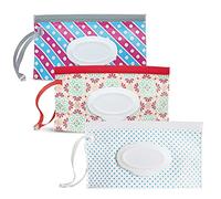 Portable Wet Wipe Pouch [3-Pack] - Entyle Reusable & Refillable Baby Wipe Dispenser, Eco Friendly Travel Diaper Wipe Carrying Case Holder for Travel-Pouch Carries (Wave Point)