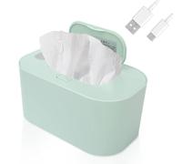 Portable Wet Wipes Heater, Constant Temperature Large Capacity Wet Wipes Dispenser Diaper Wipe Warmer for Babies Household Baby Wipes Wamer for Vehicle and Home Use (Green)