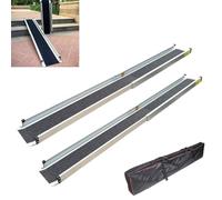 Portable Wheelchair Ramp 24in, 48in, 60in, 72in, 84in, 95in, 2 Adjustable Threshold Ramp Non-Skid 661Ib Capacity for Home Steps Handicap Wheel Chair Aluminum(213cm/84in)