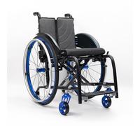 Portable Wheelchair Ultra Lightweight Foldable for Adults (26lbs) Self-propelled Manual Boarding Travelling Chair, Aluminum Alloy(Blue,43cm/16.9in Seat)