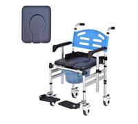 Portable Wheeled Commode Chair, 4-in-1 Mobile Shower Chair with Adjustable Arms Anf Footrests (Removable Bucket), Bedside Commode Toilet Chair for The Disabled Pregnant(Style A,51x52x120CM)