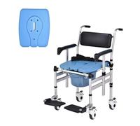 Portable Wheeled Commode Chair, 4-in-1 Mobile Shower Chair with Adjustable Arms Anf Footrests (Removable Bucket), Bedside Commode Toilet Chair for The Disabled Pregnant(Style C,51x52x120CM)