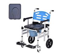 Portable Wheeled Commode Chair, 4-in-1 Mobile Shower Chair with Adjustable Arms Anf Footrests (Removable Bucket), Bedside Commode Toilet Chair for The Disabled Pregnant(Style A,59x52x120CM)