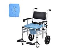 Portable Wheeled Commode Chair, 4-in-1 Mobile Shower Chair with Adjustable Arms Anf Footrests (Removable Bucket), Bedside Commode Toilet Chair for The Disabled Pregnant(Style C,59x52x120CM)