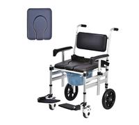 Portable Wheeled Commode Chair, 4-in-1 Mobile Shower Chair with Adjustable Arms Anf Footrests (Removable Bucket), Bedside Commode Toilet Chair for The Disabled Pregnant(Style B,59x52x120CM)