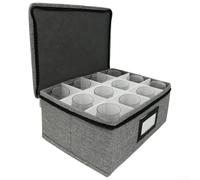 Portable Whisky Glass Box with Handle 12 Compartments Portable Whisky Glass | 12 individually padded compartments, each 7.6 x 7.6 cm, for whisky glasses, safely sorted