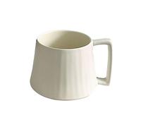 Portable White Ceramic Round Coffee/Tea Mug with Handle and Spoon - 400ml/13.5oz, Reusable and Microwavable, Great for Office or Home in The Morning(Black)