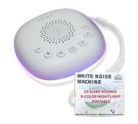 Portable White Noise Machine - Sleep Aid for Babies & Adults, Travel Sound Maker for Newborns, Kids & Toddlers - 20 Calming Sounds, 9-Color Night Light, Office Privacy & Baby Registry Must-Have