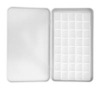 Portable White Watercolor Tin Box for Painters, 2ml Small Grid | Plastic and Iron Build, with Lid, for Gouache or Oil Paints, Tidy Workspace and Plein Air Use