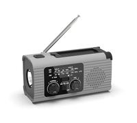Portable Wind Up Radio with Solar Hand Crank, LED Flashlight, 4000mAh Battery, Cellphone Charger, SOS Alarm - Emergency Supplies & Outdoor Survival Equipment