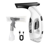 Portable Window Vac Kit, Electric Window Cleaner Cordless with 150ml Tank & 3-in-1 300ml Spray Bottle & Microfibre Cloth, Cordless Streak-Free Glass Cleaner with 28cm Suction Nozzles for Condensation