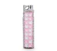 Portable Windproof Rhinestone Lighter, Inflatable Pink Flame Design, Includes Gift Box, Perfect for Camping, Outdoor Activities, and Everyday Use
