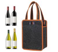 Portable Wine Bottle Bag - Felt 4 Bottles Buffer Dividers 24 x 18 x 33 cm, Durable Bottle Carrier Picnic Barbecuing Practical Shopping Bag for Safe Transport Sensitive Glass Bottle