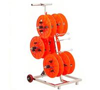 Portable Wire Spool Cart with Wheels, Multi-Spool Wire Rack Dispenser Caddy, Heavy Duty Stainless Steel Cable Reel Holder for Electrical Dispensing
