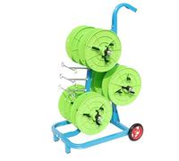 Portable Wire Spool Rack with Wheels 4/6/8 Reel Cable Caddy Holder Electrician Wire Dispenser & Spinner for Easy Cable Management and Duct Reels