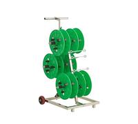 Portable Wire Spool & Reel Rack Cable Caddy with Wheels, Adjustable Heavy-Duty Rolling Multi-Spool Dispenser Dolly Cart for Electrical, Industrial, Construction & Mainten,Green-6 reels