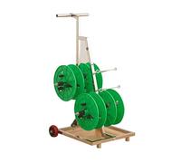 Portable Wire Spool & Reel Rack Cable Caddy with Wheels, Adjustable Heavy-Duty Rolling Multi-Spool Dispenser Dolly Cart for Electrical, Industrial, Construction & Mainten,Green-4 reels