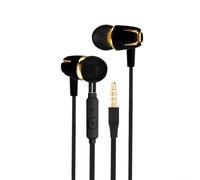 Portable Wired Earbuds 3.5mm for Travel Commute(black gold)