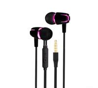 Portable Wired Earbuds 3.5mm for Travel Commute(black pink)