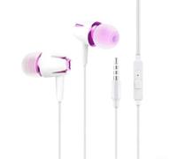 Portable Wired Earbuds 3.5mm for Travel Commute(white pink)