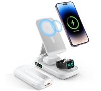 Portable Wireless Charger,Wireless Charging Station for iPhone 16 15 14 13 12 Pro Max AirPods AppleWatch,Magnetic Wireless Fast Charger Stand,Docking Station with 10000mAh Powerbank Portable