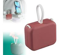 Portable Wireless Charging Treasure Mobile Phone Holder, Portable Folding Mobile Phone Holder Power Bank, 4000mAh Mini Power Bank Built-In Dual-Cable, Portable Charger USB C, Fast Charging (Red)