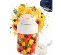 Portable Wireless Juicer Cup 180W Rechargeable Personal Juice Mixer 38 Blades Large Capacity Portable Blender with Precise Measurement Lines Wide-Mouth Easy Cleaning for Travel Office(White,1300ml)